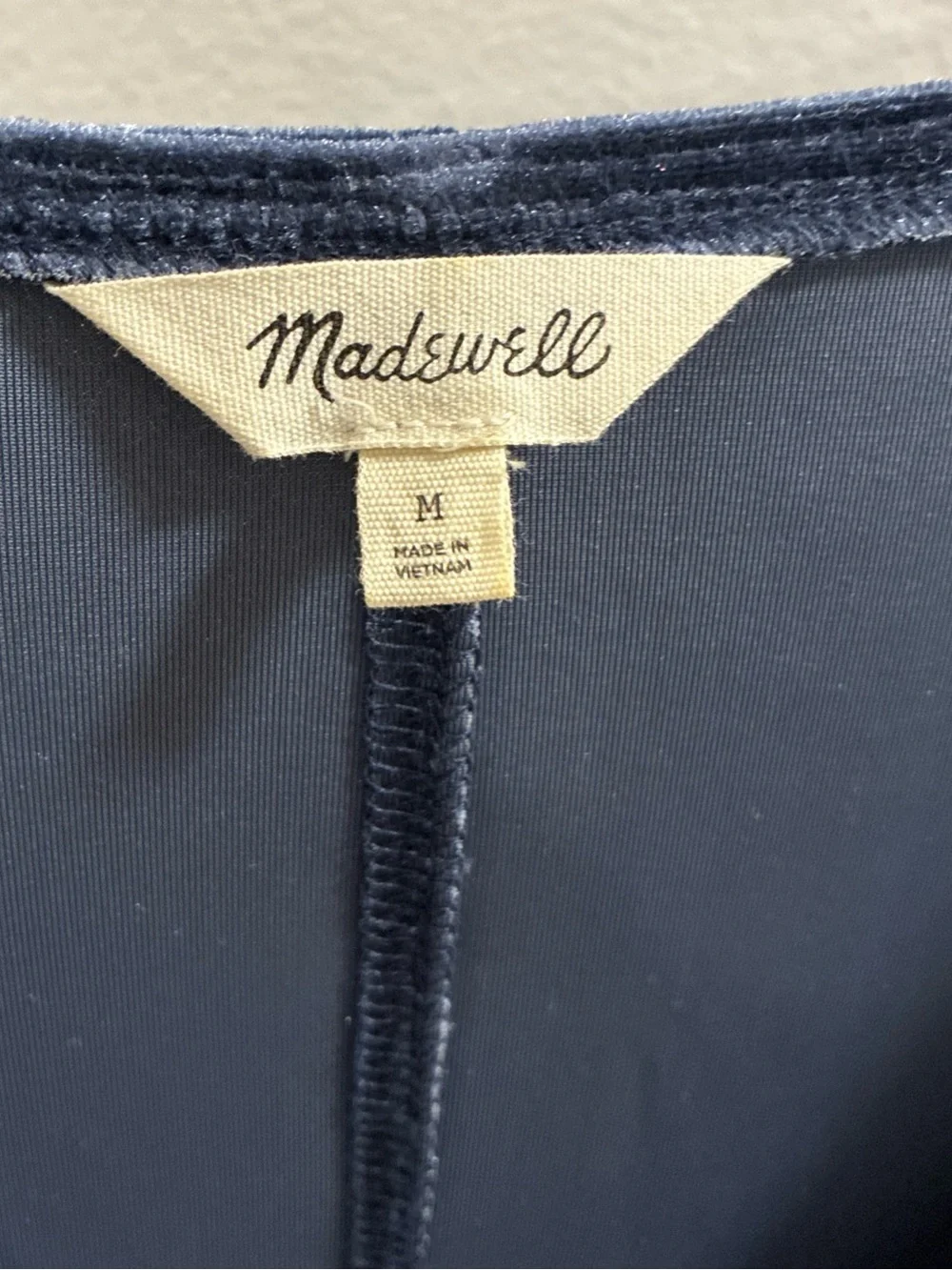 Madewell Navy Velvet V-Neck Mini Dress